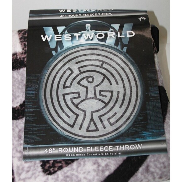 Westworld Official Just Funky Round Maze Fleece Throw Blanket Black Gray 48 In - Picture 3 of 6